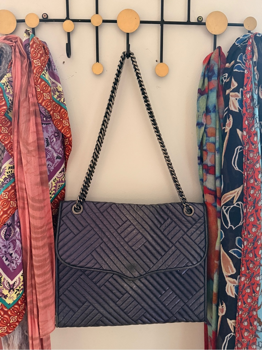 Rebecca Minkoff Affair Chain Crossbody | Metallic purple + gunmetal